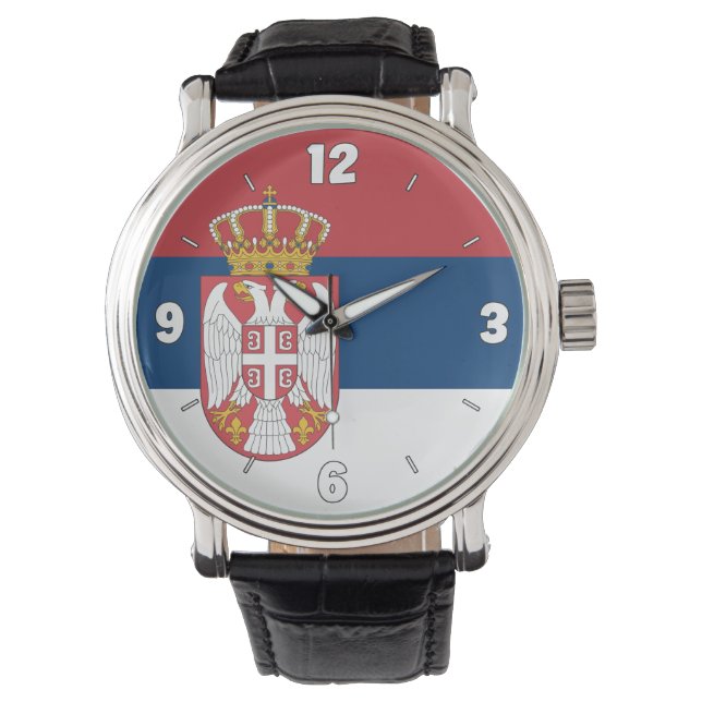 Reloj De Pulsera Patriótico de Bandera Nacional de Serbia (Anverso)