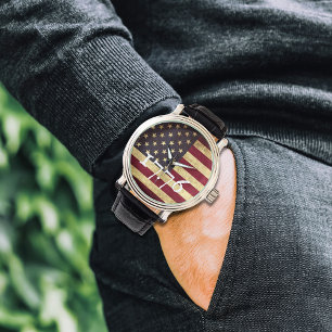 Reloj De Pulsera Patriótico de la bandera estadounidense de la époc