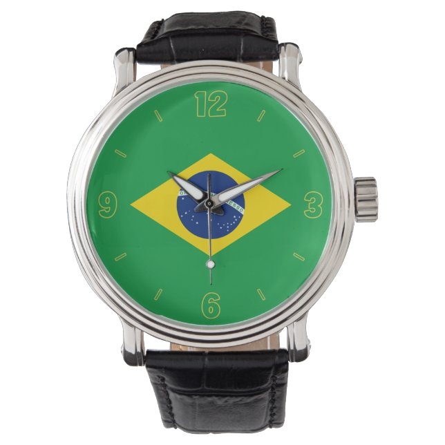 Reloj De Pulsera Patriótico elegante de Bandera Nacional de Brasil (Anverso)