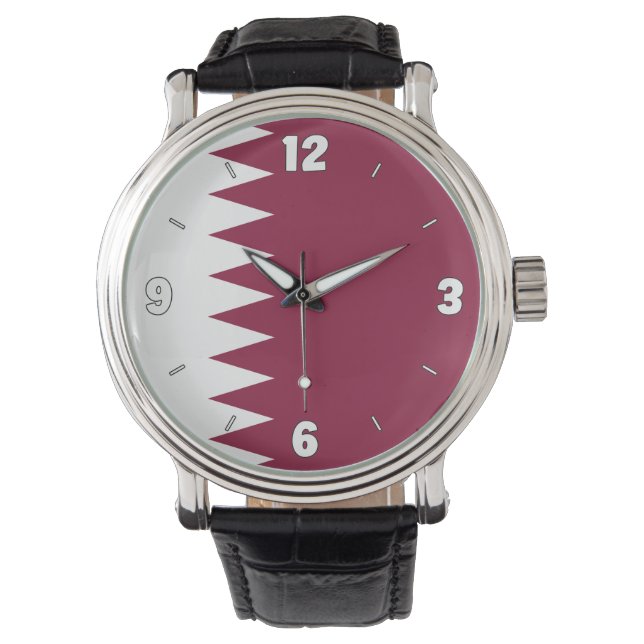 Reloj De Pulsera Patriótico elegante de Bandera Nacional de Qatar (Anverso)