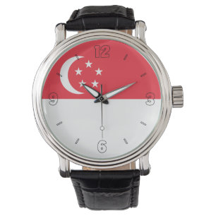 Reloj De Pulsera Patriótico elegante de Bandera Nacional de Singapu