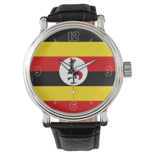 Reloj De Pulsera Patriótico elegante de Bandera Nacional de Uganda (Anverso)