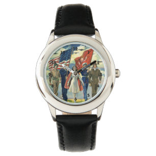 Reloj De Pulsera Patriótico Vintage, Heros del Orgulloso Personal M