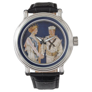 Reloj De Pulsera Patriotismo vintage, Lady Liberty con marinero