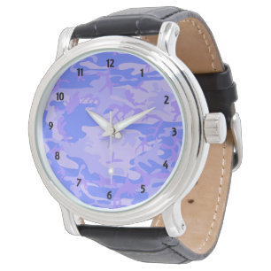 Reloj De Pulsera Patrón abstracto azul del pasto de camuflaje