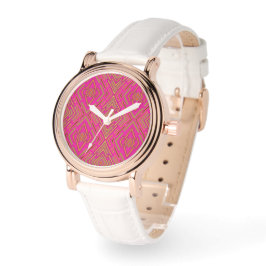 Reloj De Pulsera Patrón abstracto futurista rosa fucsia