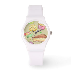 Reloj De Pulsera Patrón acuarela con dulces