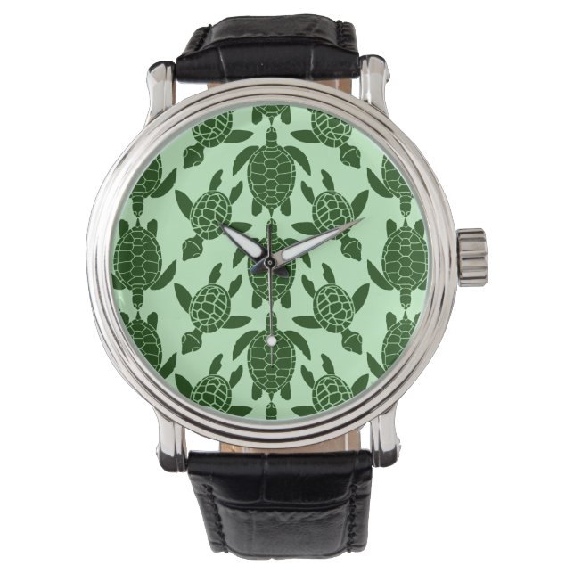 Reloj De Pulsera Patrón animal de Bonito de tortugas del mar Verde (Anverso)