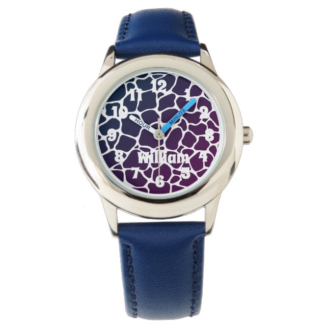 Reloj De Pulsera Patrón animal Niños azules (Anverso)