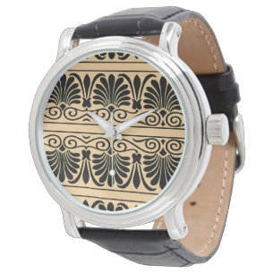 Reloj De Pulsera Patrón Árabe Griego Mediterráneo Marrón