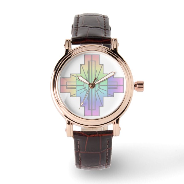 Reloj De Pulsera Patrón Art Deco de Sunburst en Pasteles (Anverso)