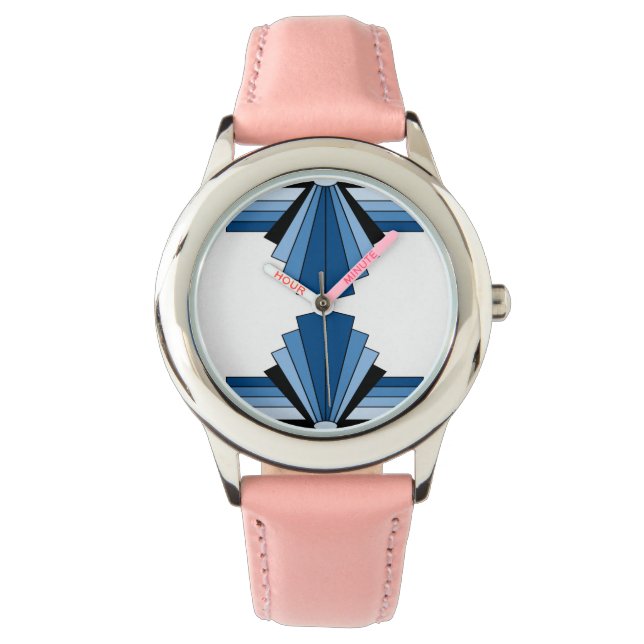 Reloj De Pulsera Patrón Art Deco en azul (Anverso)