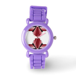 Reloj De Pulsera Patrón Art Deco en Rojos