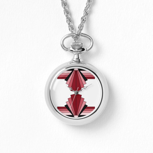 Reloj De Pulsera Patrón Art Deco en Rojos (Anverso)