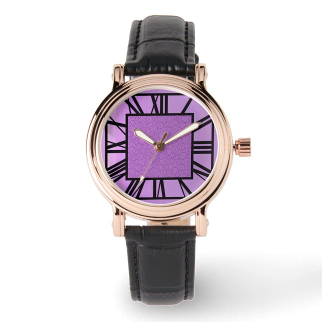 Reloj De Pulsera Patrón Art Deco, lavanda metálica (Anverso)