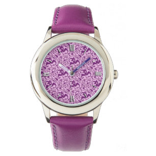 Reloj De Pulsera Patrón Art Nouveau, ciruela sobre orquídea
