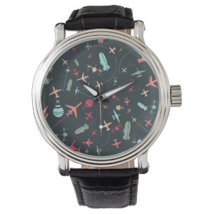 Reloj De Pulsera Patrón avión negro y avión