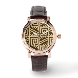 Reloj De Pulsera Patrón Aztec Ikat - Marrón oscuro y Tan
