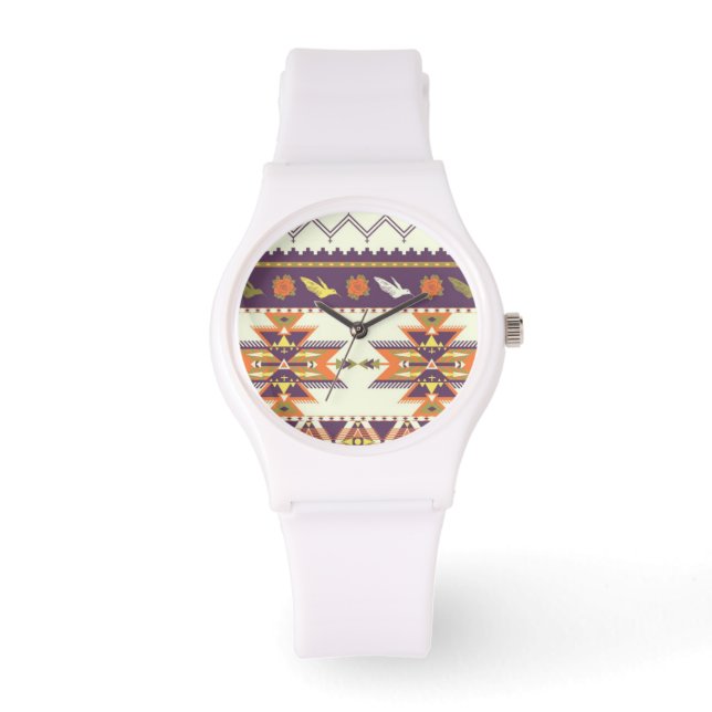 Reloj De Pulsera Patrón azteca colorido (Anverso)