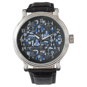 Reloj De Pulsera Patrón azul de pesca no capturado 2