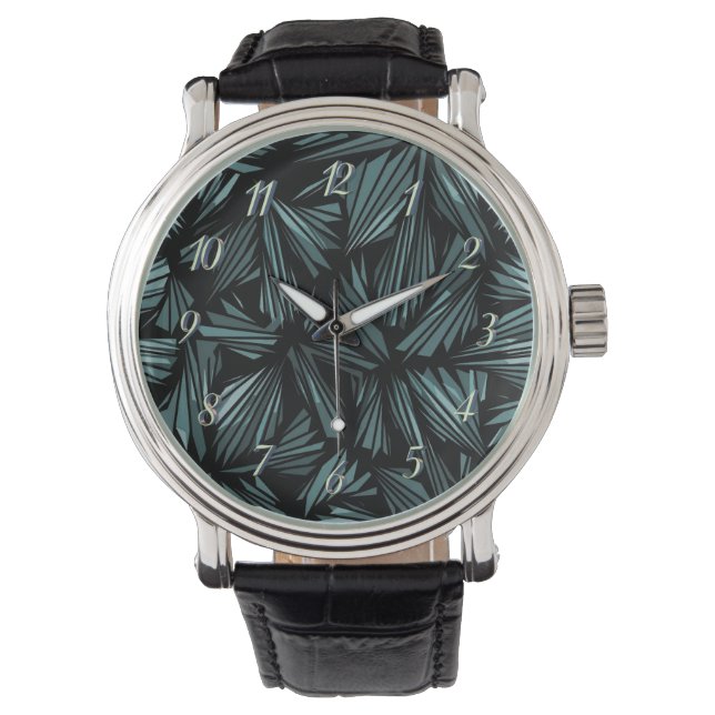Reloj De Pulsera Patrón azul de vidrio roto abstracto (Anverso)