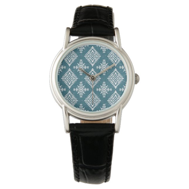 Reloj De Pulsera Patrón azul Verde azulado de Amadora (Anverso)