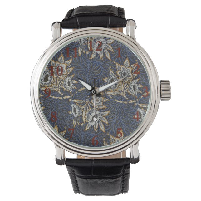 Reloj De Pulsera Patrón azul Willow de William Morris Tulip (Anverso)