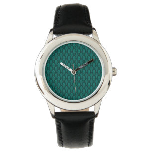 Reloj De Pulsera Patrón barroco vintage en verde