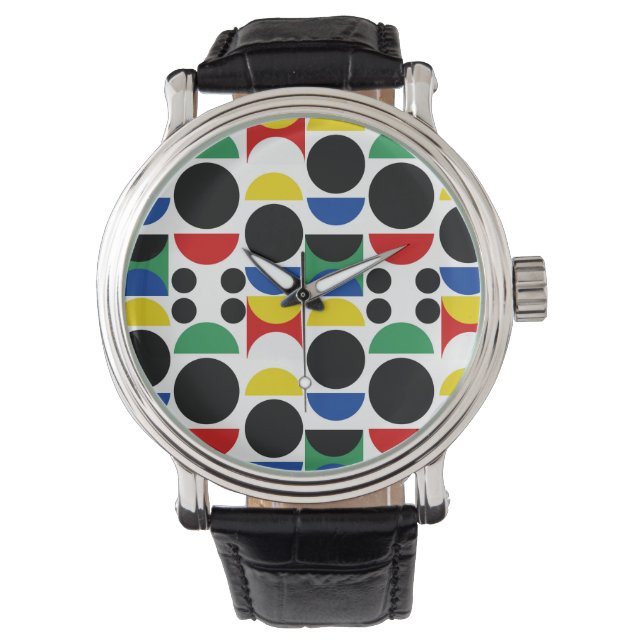 Reloj De Pulsera Patrón Bauhaus escandinavo de mediados del siglo (Anverso)