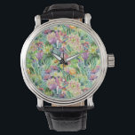Reloj De Pulsera Patrón Cacti de color acuático de crecimiento exót<br><div class="desc">Cactus de color acuático exótico floreciente con motivos florales. | © y ® Bigstock® - Todos los derechos reservados.</div>