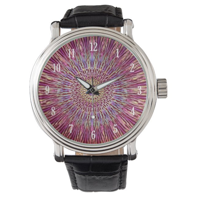 Reloj De Pulsera Patrón caleidoscopio púrpura (Anverso)