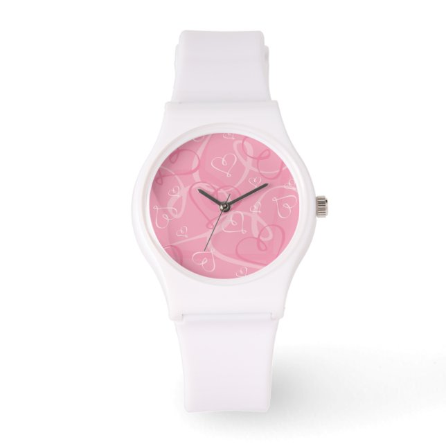 Reloj De Pulsera Patrón cardíaco rosado (Anverso)