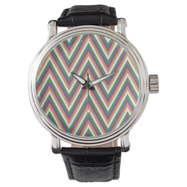 Reloj De Pulsera Patrón Chevron Retro Cool (Anverso)