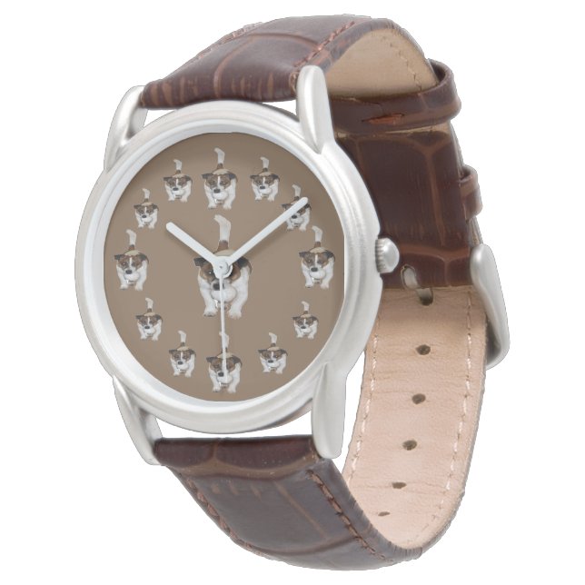 Reloj De Pulsera Patrón circular de Fox Terrier, Mens Brown Watch (Angular)