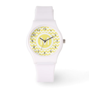 Reloj De Pulsera Patrón clásico de cheurón amarillo dorado