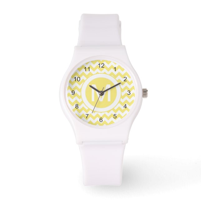 Reloj De Pulsera Patrón clásico de cheurón amarillo dorado (Anverso)