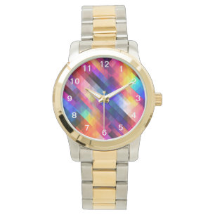Reloj De Pulsera Patrón colorido abstracto de polígono