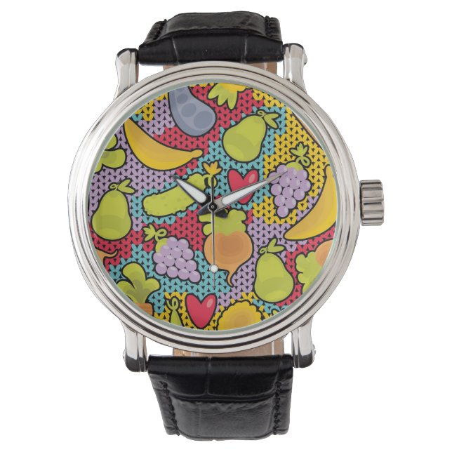 Reloj De Pulsera Patrón con frutas y verduras (Anverso)