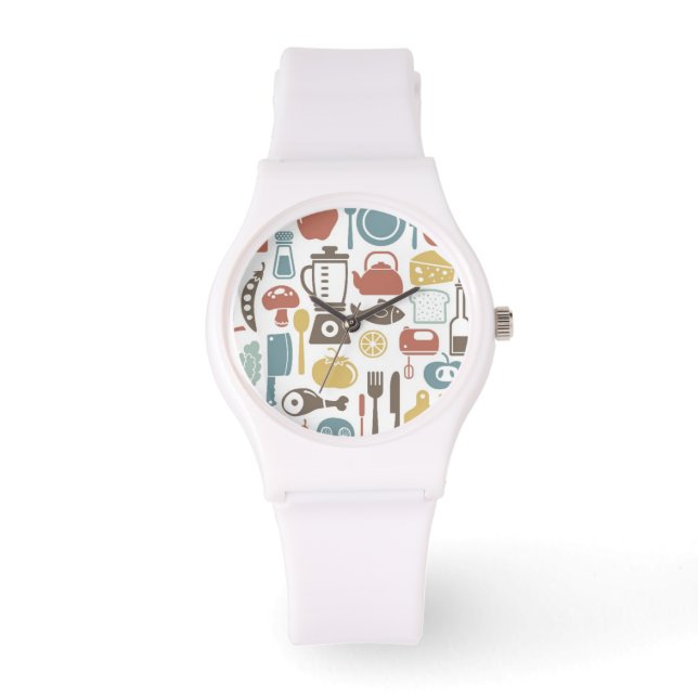 Reloj De Pulsera Patrón con iconos de cocina (Anverso)