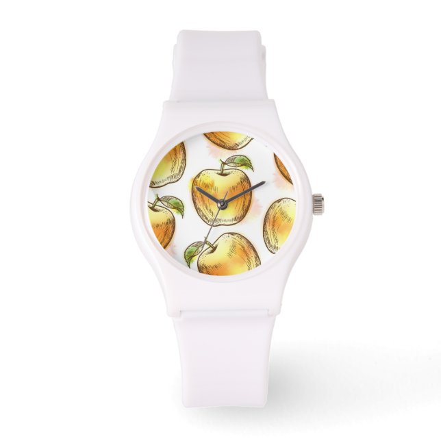 Reloj De Pulsera Patrón con manzana amarilla (Anverso)