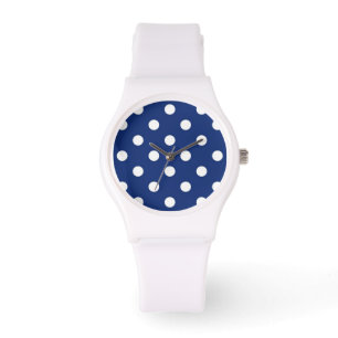 Reloj De Pulsera Patrón con puntos de polka blanco