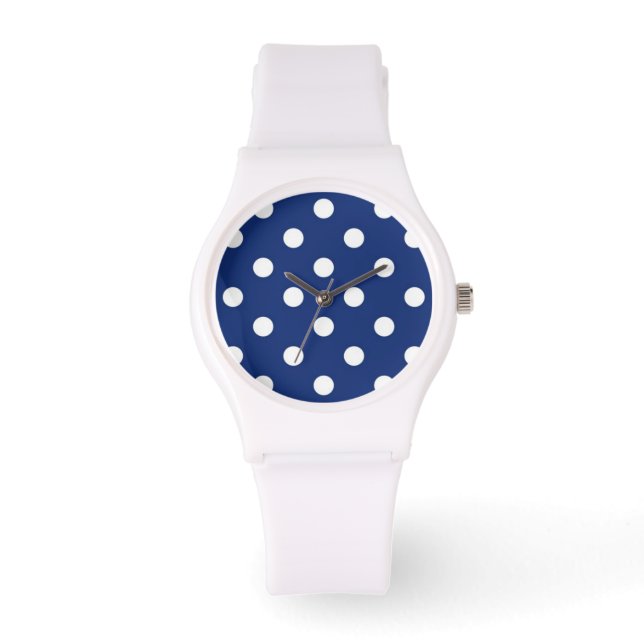 Reloj De Pulsera Patrón con puntos de polka blanco (Anverso)