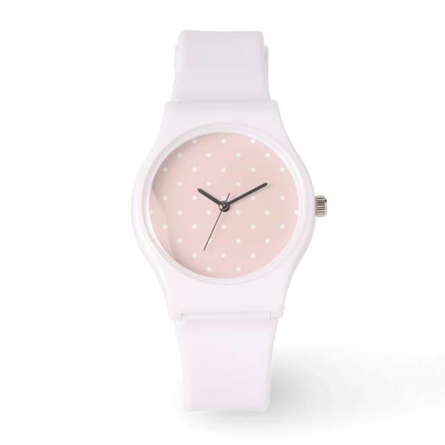 Reloj De Pulsera Patrón con puntos de polka blanco (Anverso)