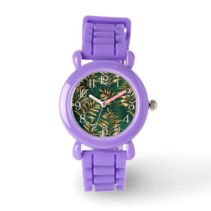 Reloj De Pulsera Patrón continuo con helechos dorados