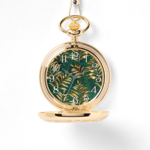 Reloj De Pulsera Patrón continuo con helechos dorados