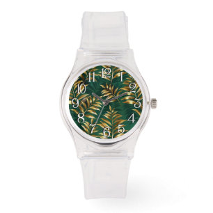 Reloj De Pulsera Patrón continuo con helechos dorados