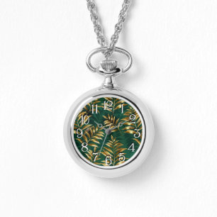 Reloj De Pulsera Patrón continuo con helechos dorados