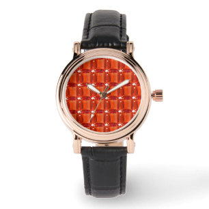 Reloj De Pulsera Patrón cuadrado naranja