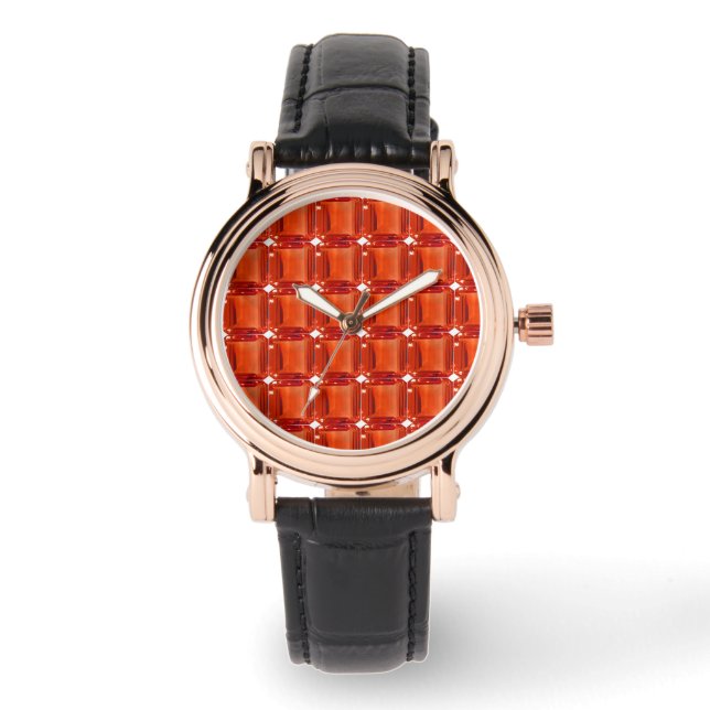 Reloj De Pulsera Patrón cuadrado naranja (Anverso)