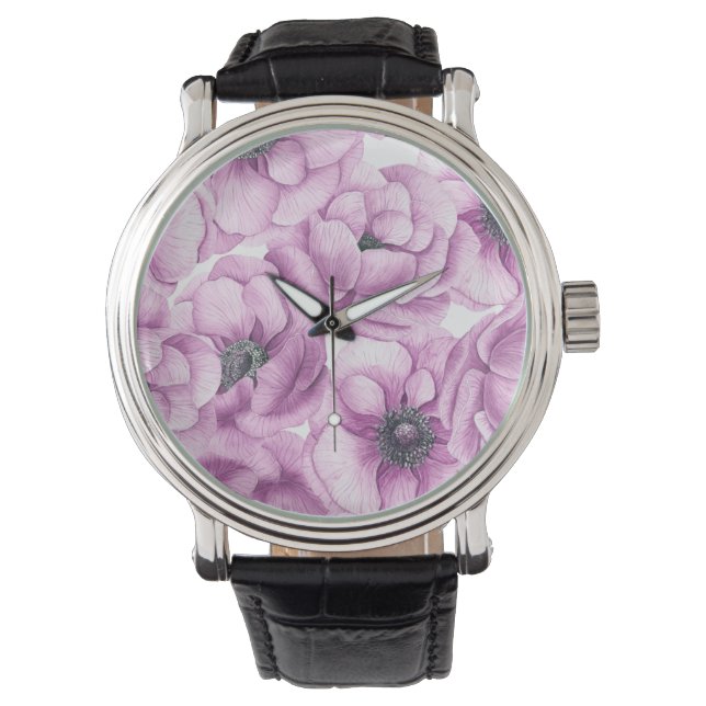 Reloj De Pulsera Patrón de acuarela de flores anémicas (Anverso)